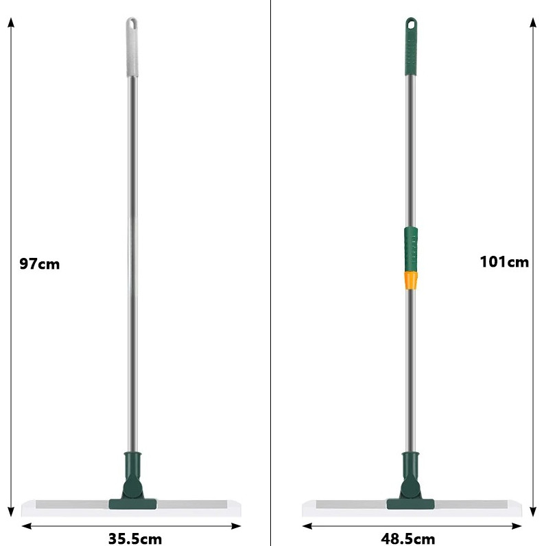 1pcs Long Handle Silicone Broom with Telescopic Rod for Floor & Glass Cleaning