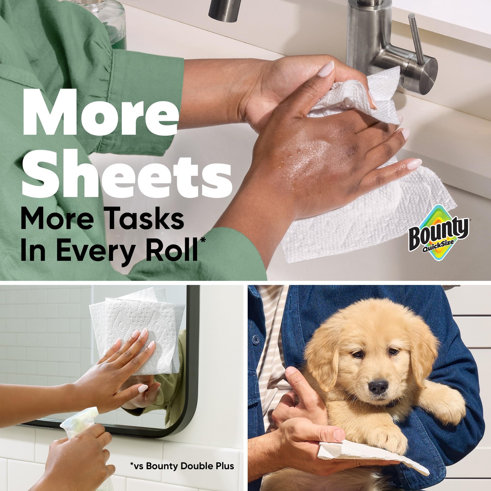 Bounty Paper Towels Quick Size. White. 16 Family Rolls = 40 Regular Rolls
