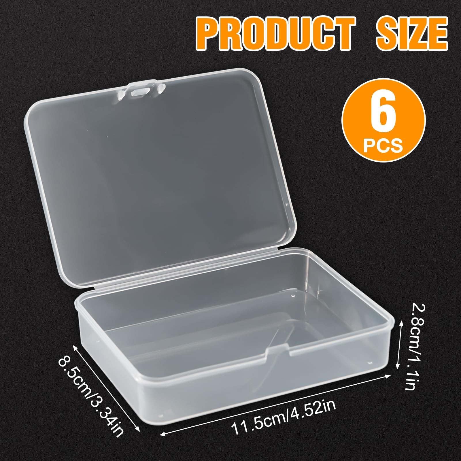6 Pcs Mini Plastic Storage Containers with Lids, 4.5×3.4 Inches Clear Rectang…