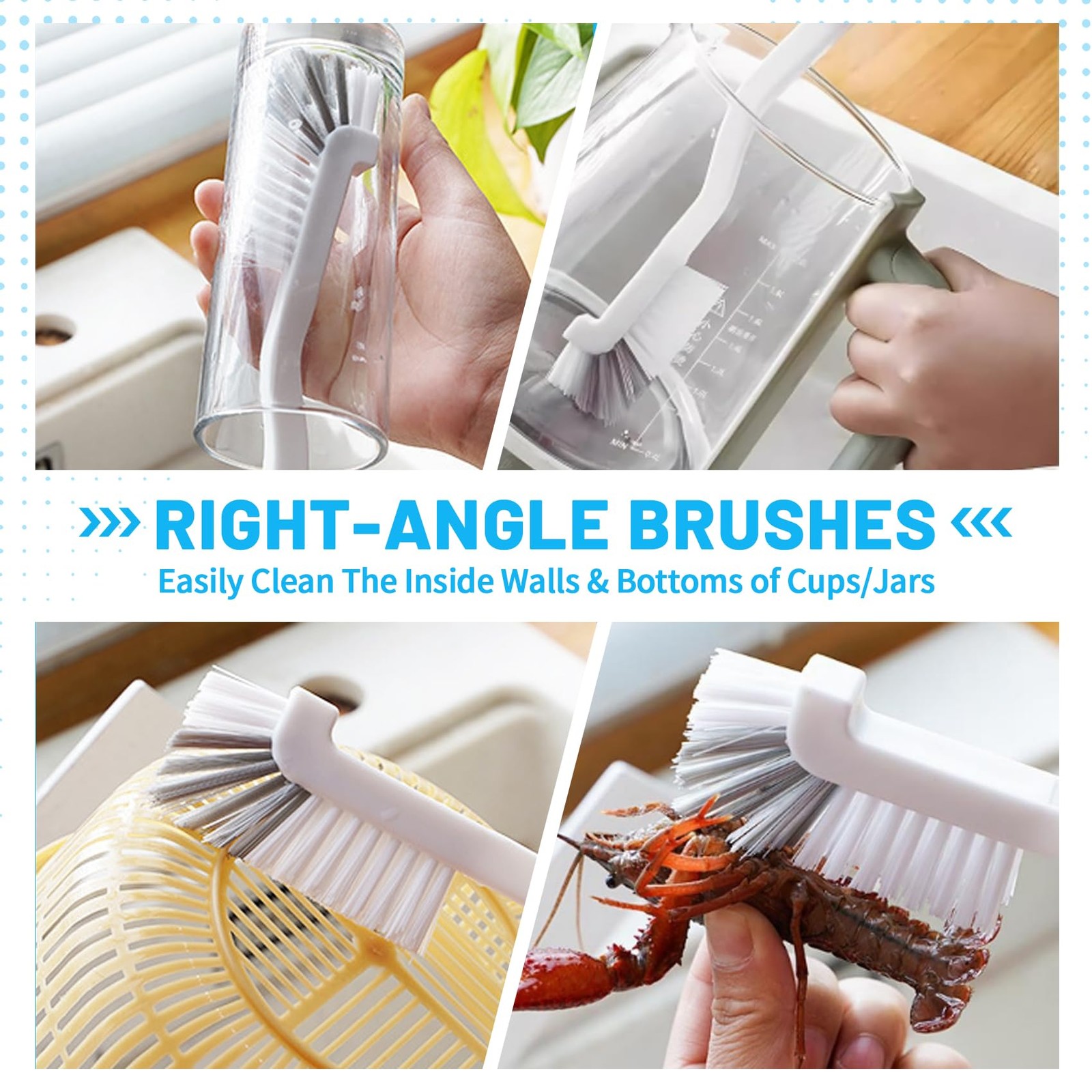 16Pcs Crevice Cleaning Brush Set, Hard Bristle Scrub Brushes Tools for Deep C…