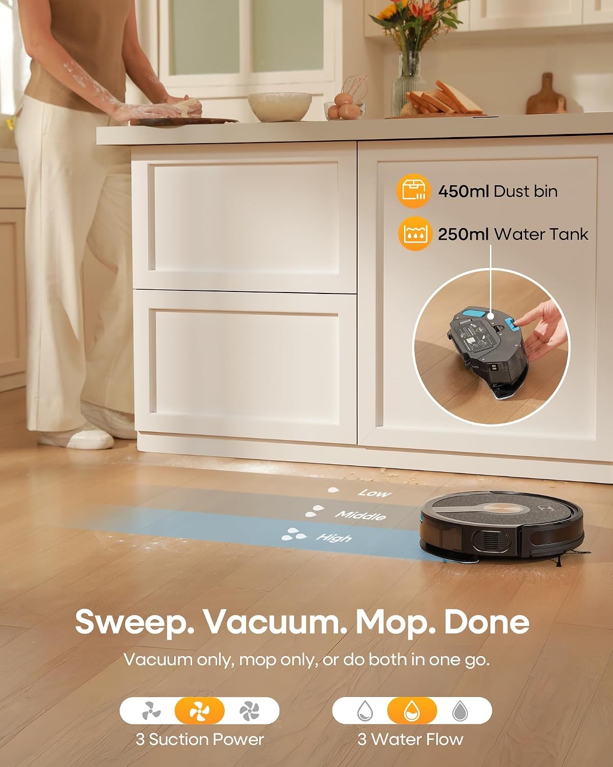 Robot Vacuum and Mop Combo 5000Pa 180Min App Alexa Self Charging UR1