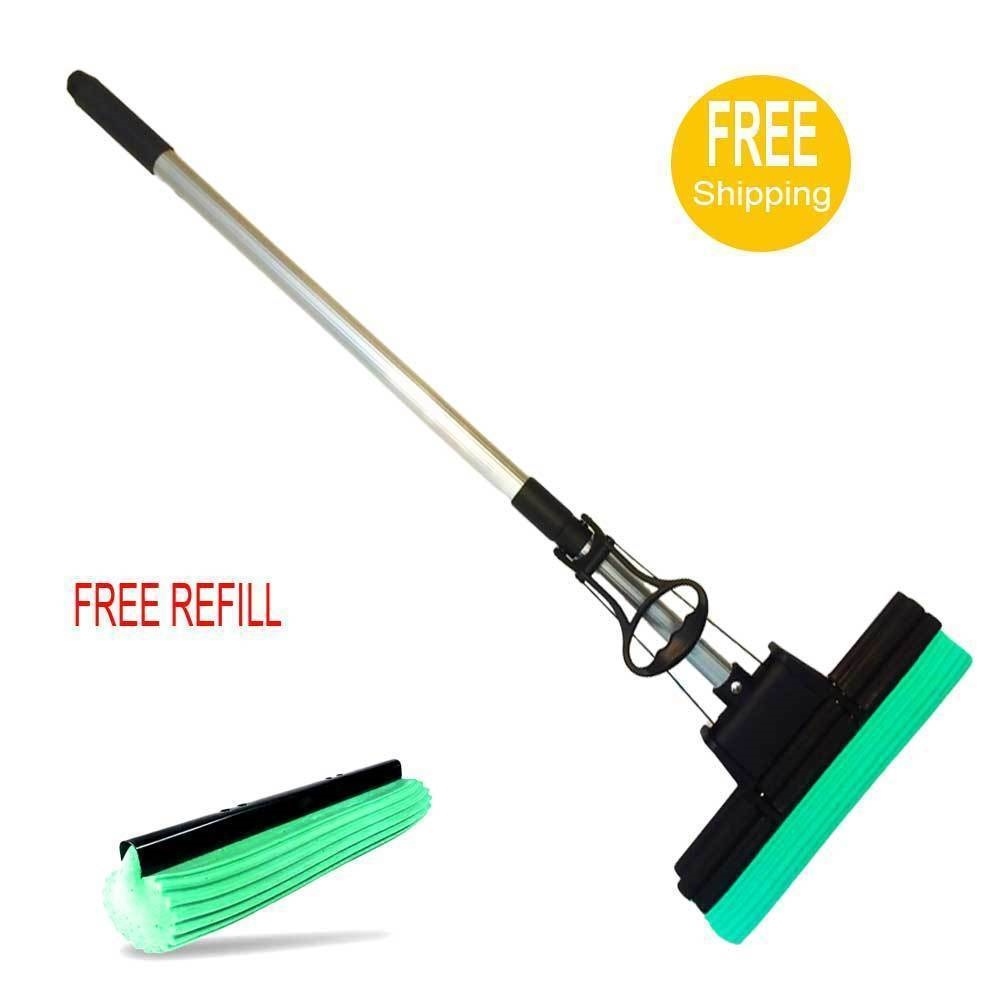 PVA Mop Double Roller Sponge Foam Rubber Mop and Extra Replacement Head
