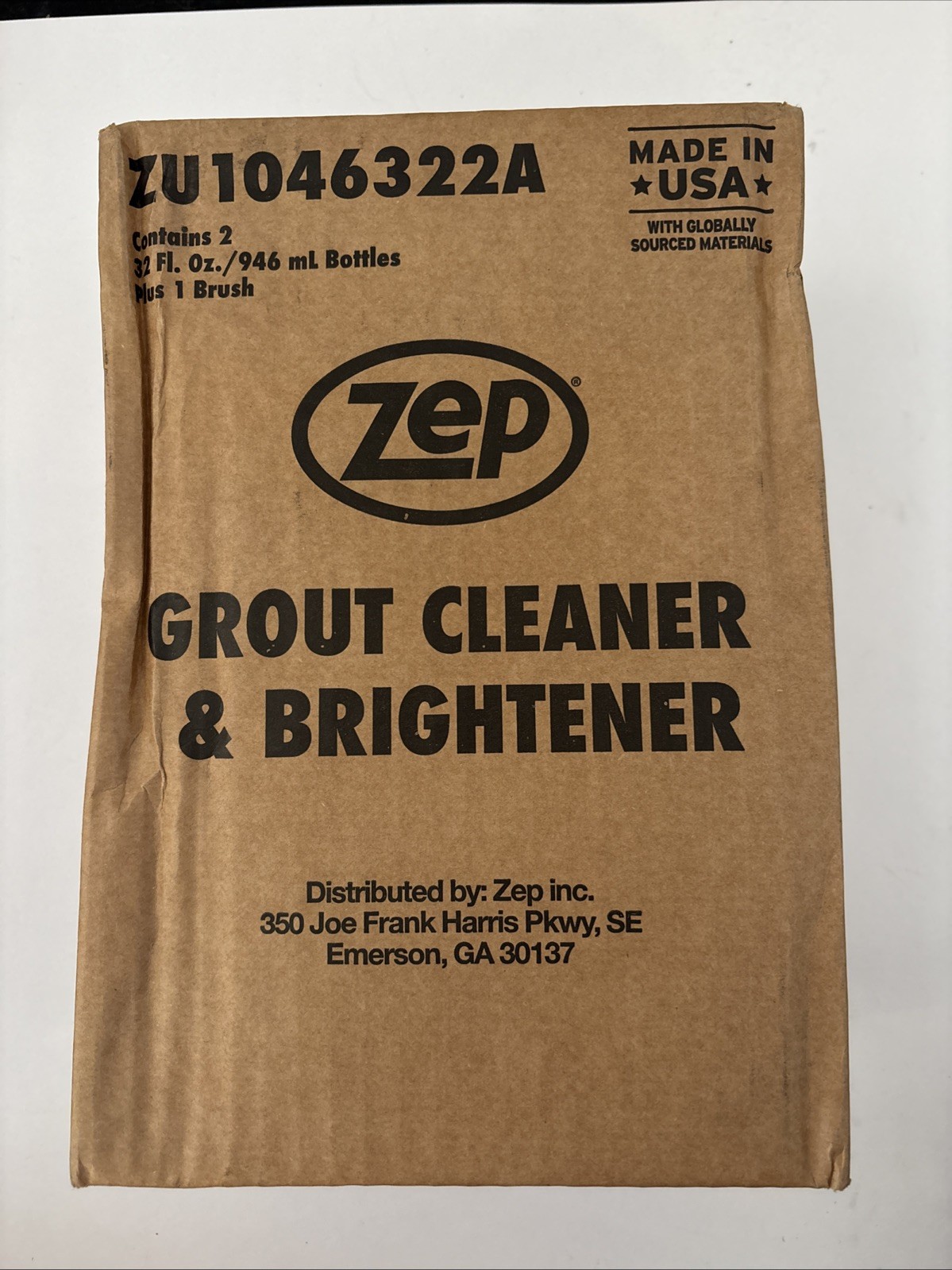 Zep Grout Cleaner and Brightener and Easy to Use Handheld Brush Case Of 2 32 oz