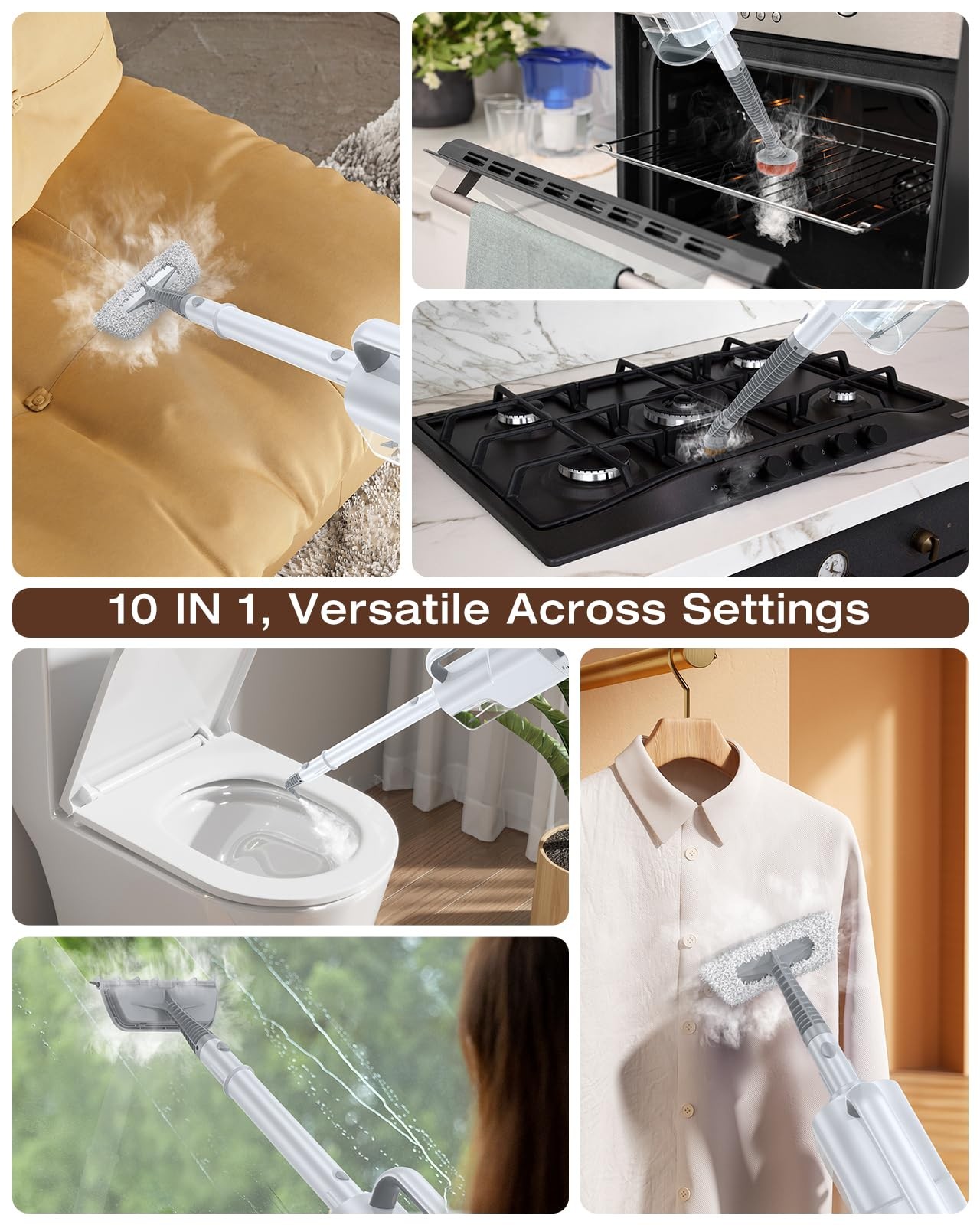 LABIGO 10-in-1 Steam Mop with Detachable Handheld Steamer, 350ml Tank, 10s
