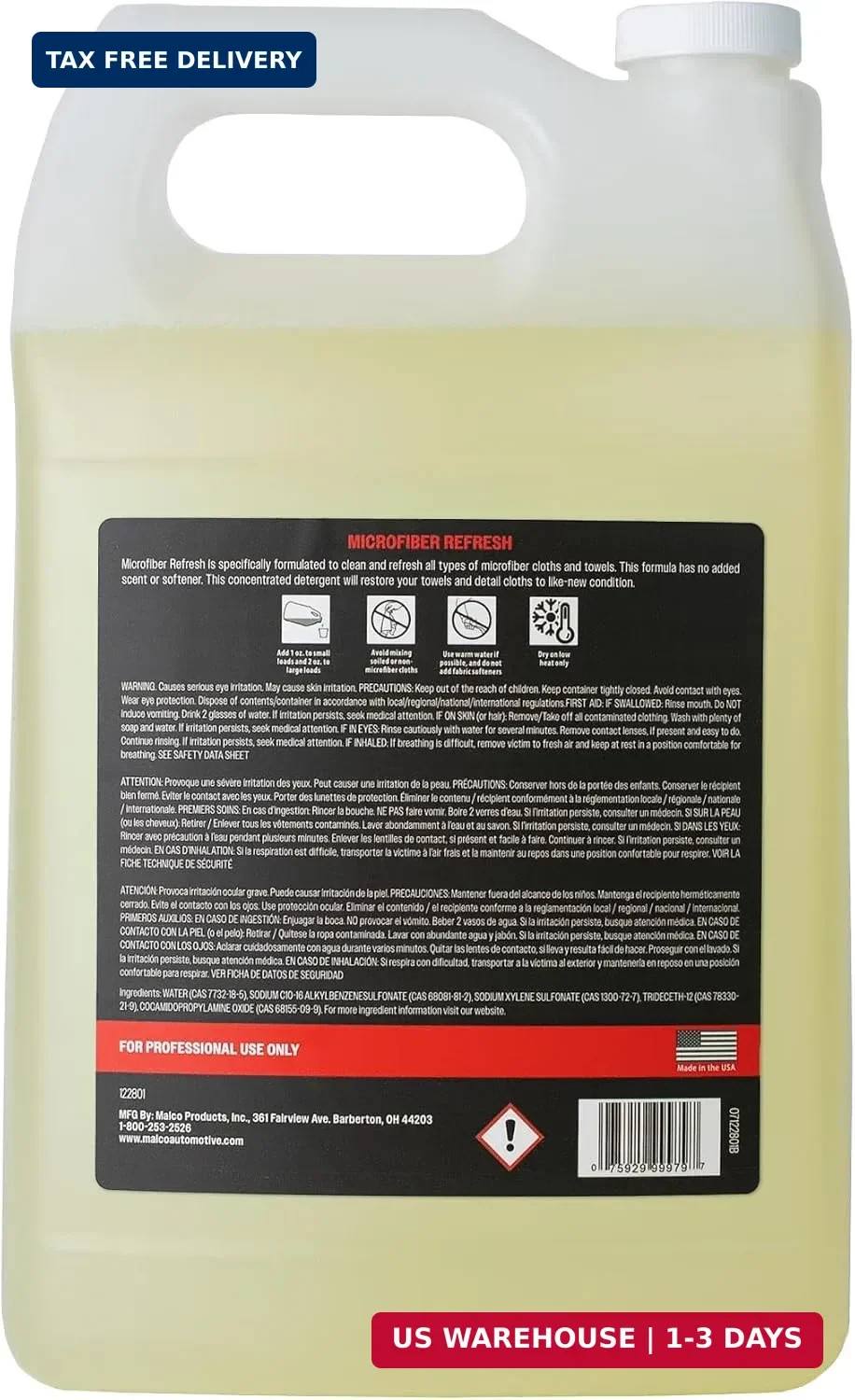 Malco Microfiber Refresh Concentrated Detergent – Microfiber Towel & Cloth Deter
