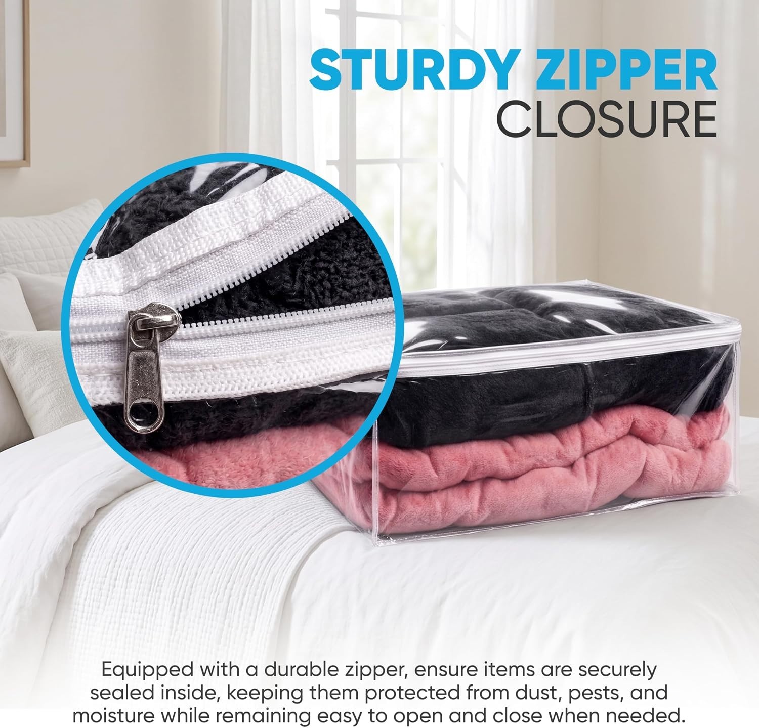12 Pack – King Size Clear Comforter Durable – Clear Storage Bags (26x29x10″)