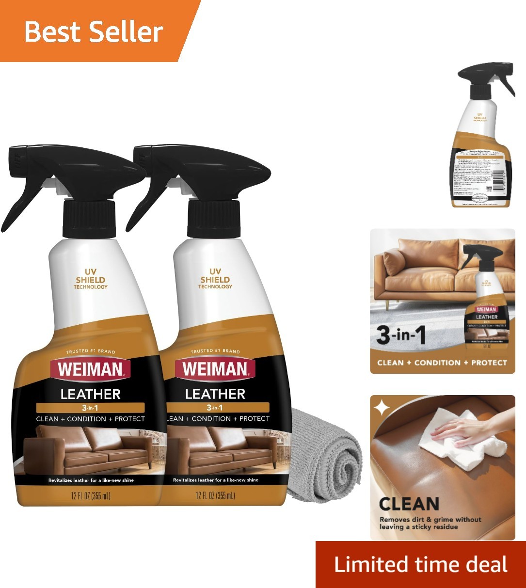 Leather Cleaner & Conditioner 12oz – UV Protection for All Leather Items