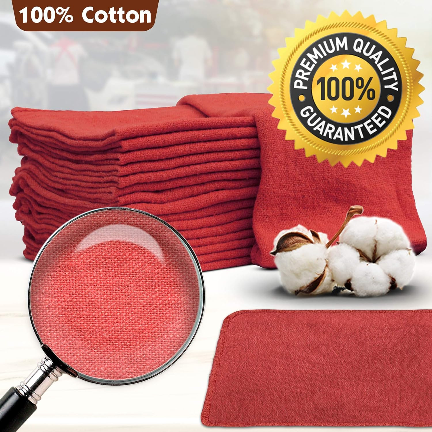 Auto Mechanic Shop Towels 25 Pack Bulk Shop Rags 100% Cotton Size 14″X14″ Commer