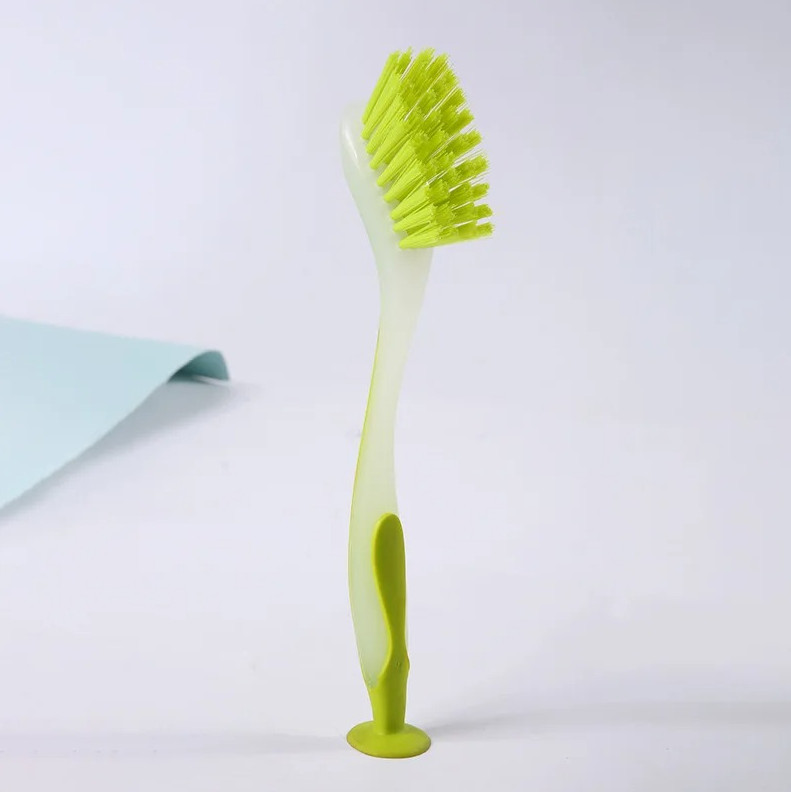 1 pc Vertical Suction Cup Pot Cleaning Brush Long Handle Kitchen Scrubber