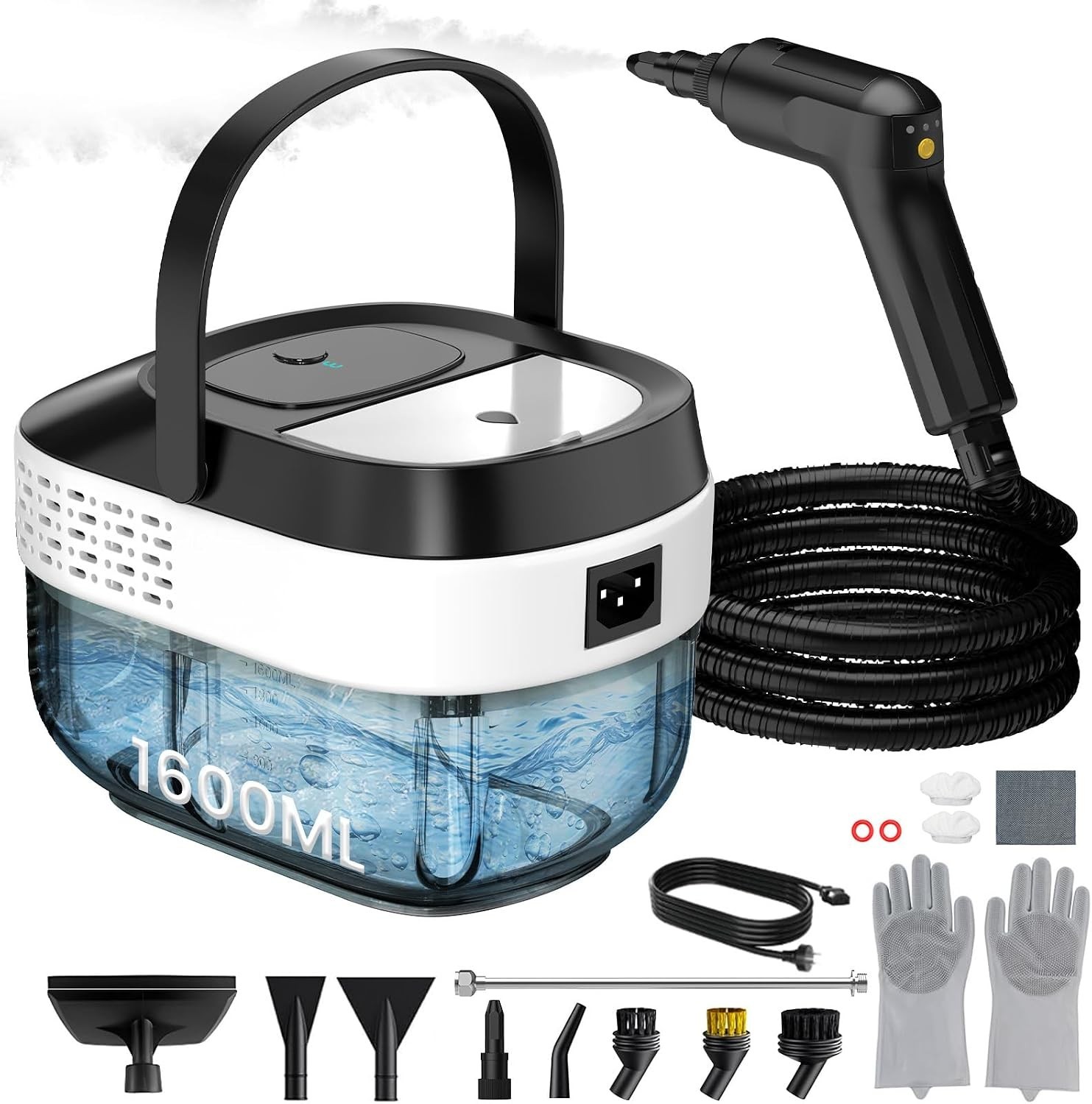 Steam Cleaner, 2500W 1.6L Handheld Steamer for Home Car Cleaning | 10s Heat-u…