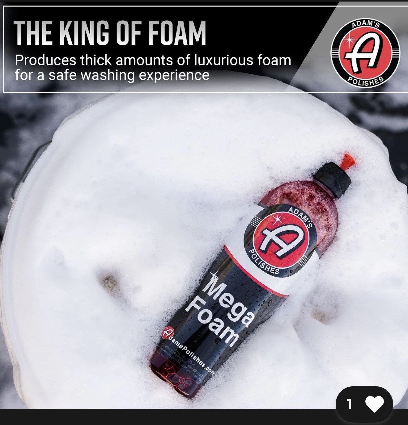 Adam’s Mega Foam 16oz pH Neutral Car Soap For Car Washing, Concentated For W…