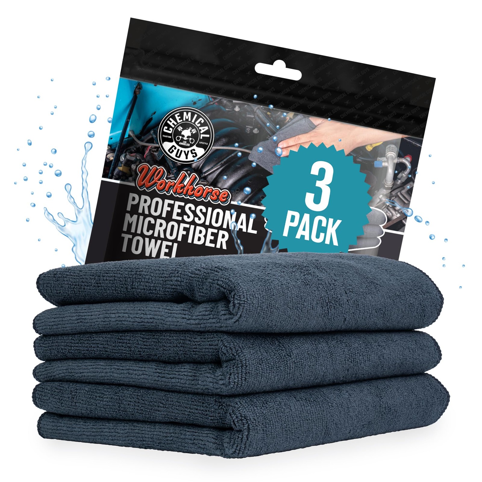 Chemical Guys Workhorse Professional Grade Microfiber Towels for Cars – Black…