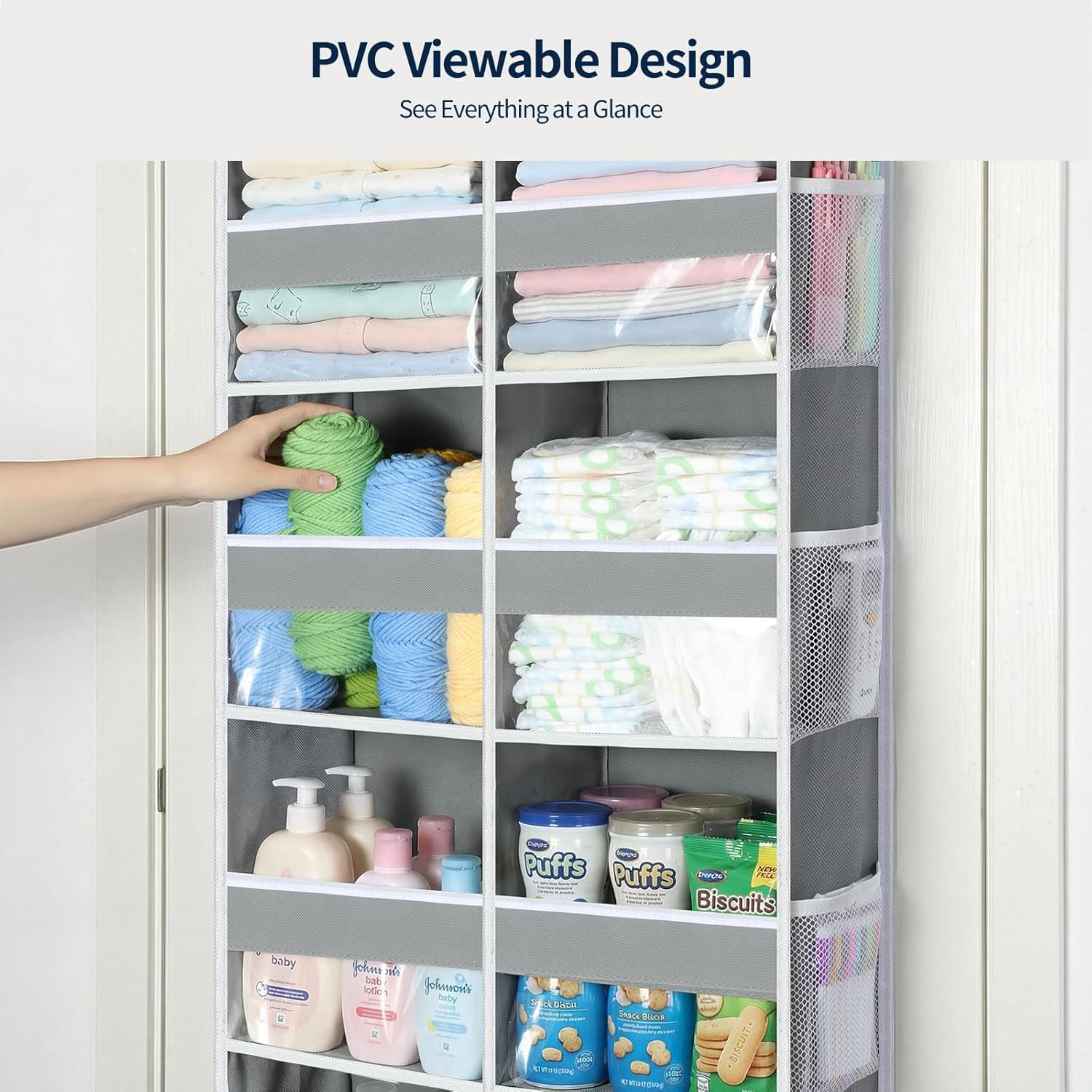 over the Door Organizer, 5 Tier Extra Large behind Door Storage of 10 Compartmen