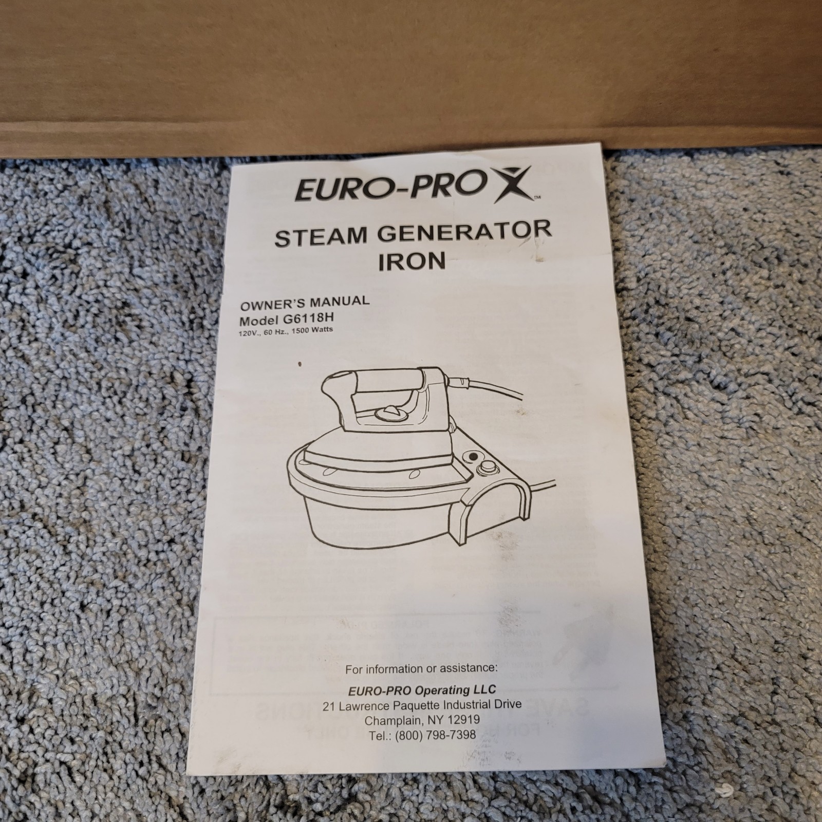 Euro-Pro X Steam Generator Iron G6118H New Open Box