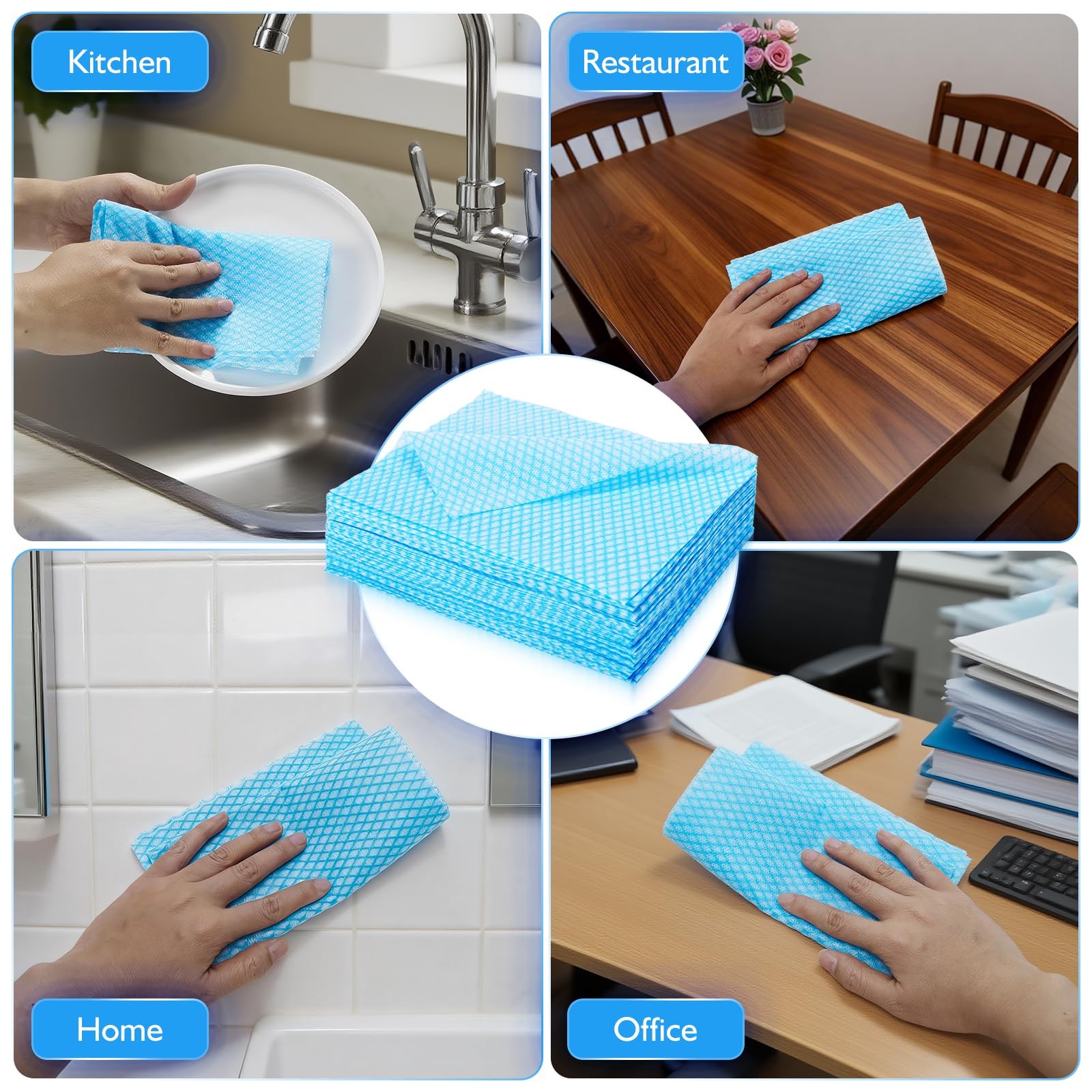 Volokitx 60 Pack 13.8×15.7 in Disposable Dish Cloths for Kitchen, Bathroom & …