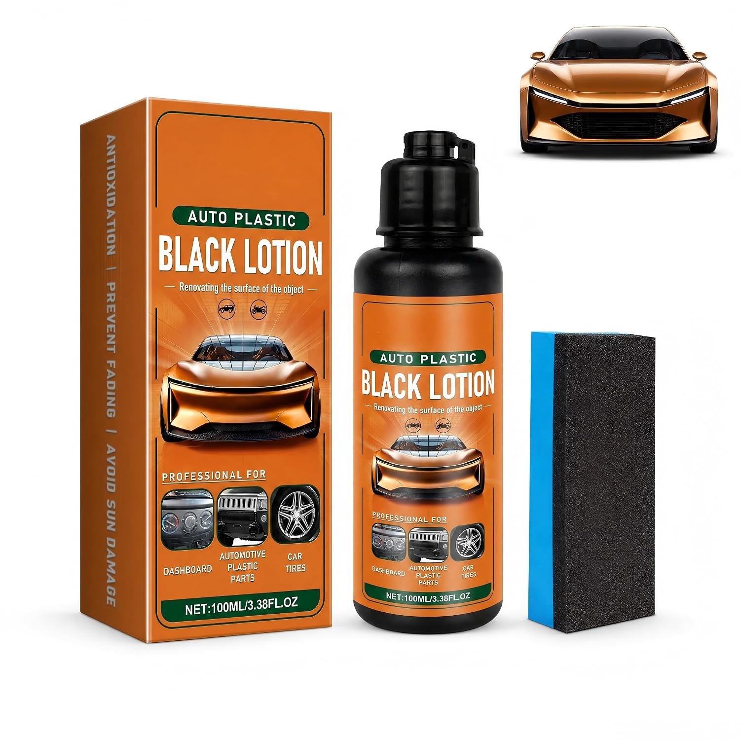 Auto Black Plastic Lotion 100ml Plastic Restorer Kit, Restore Faded Plastic & Ru