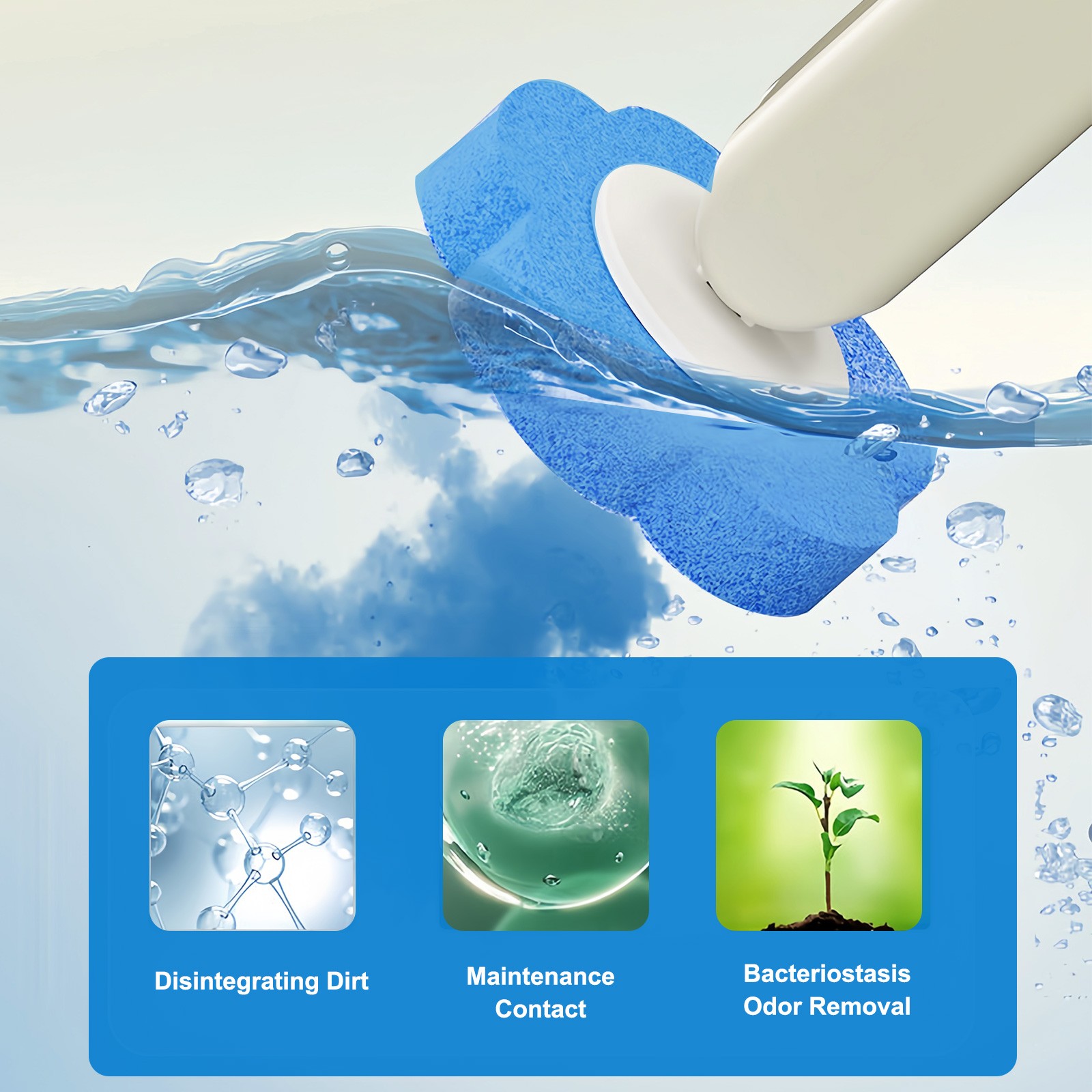 60x Disposable Toilet Brush Refills 3-Layer Sponge Cleaning Pads Compatible Wand