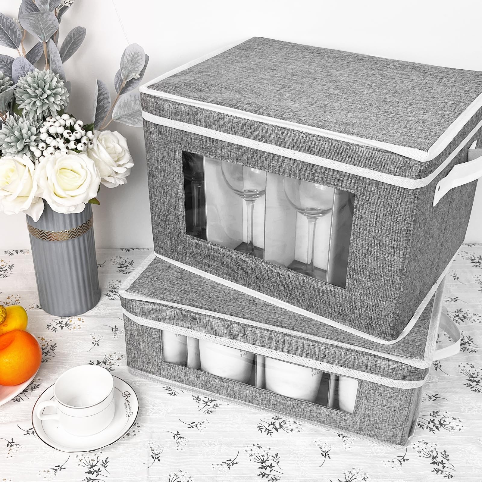 homyfort Mug Storage Box, China Containers Organizer Hard Shell Grey