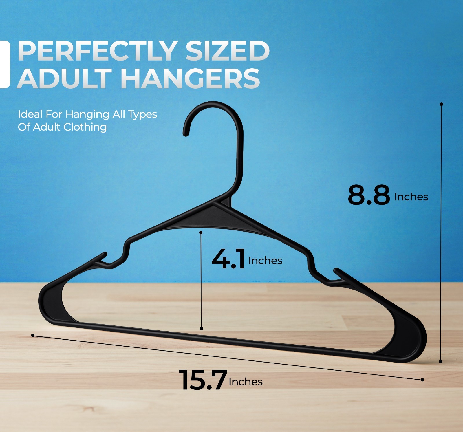 Heavy-Duty Non-Slip Plastic Clothes Hangers – 20/50 Pack, White & Black