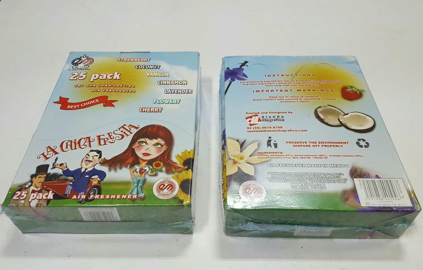 50x LA CHICA FRESITA Strawberry Car Air Fresheners Fresa Aromatizante
