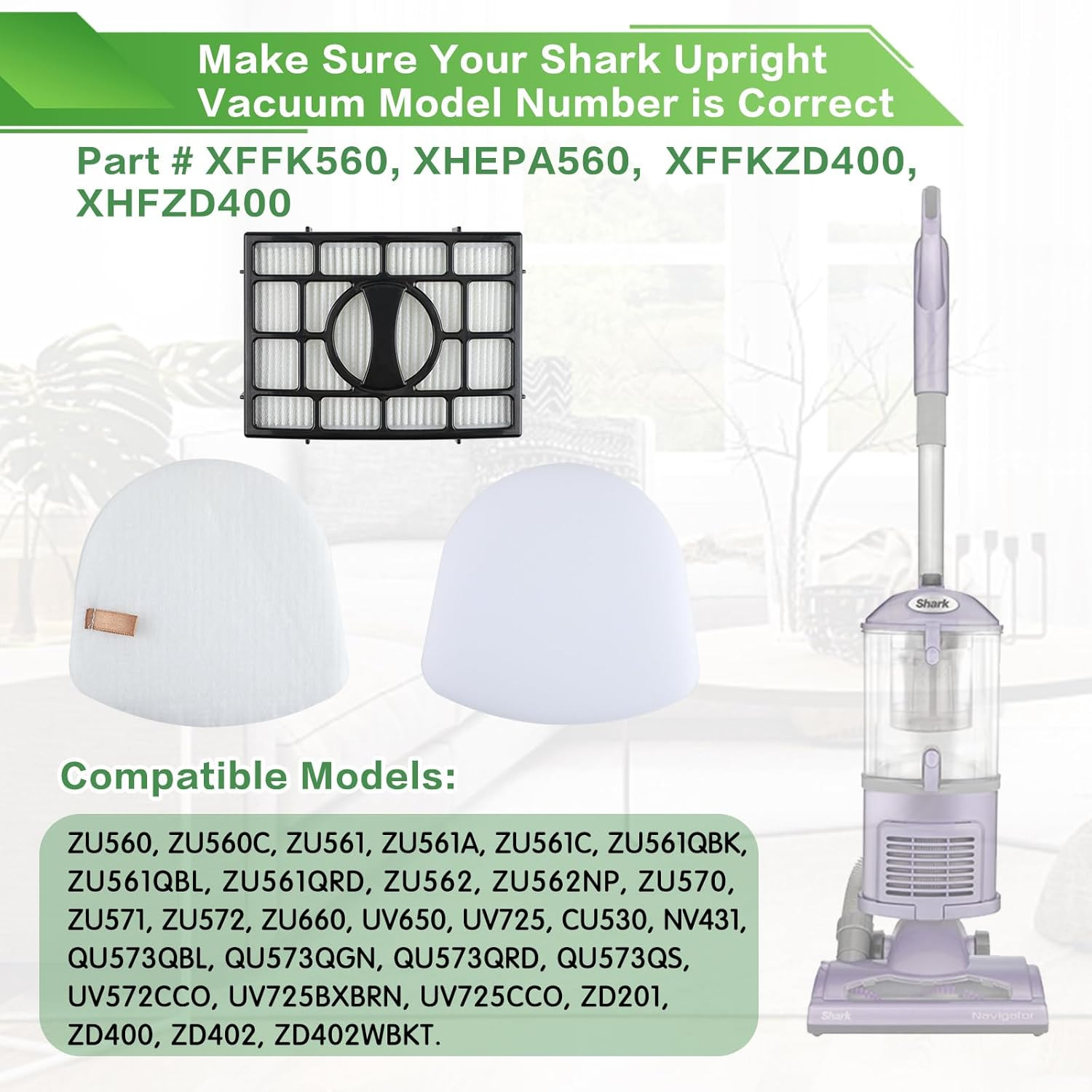Filter Replacement for Shark ZU560 ZU561 ZU562 ZU572 UV650 UV725 ZU660 CU530 UV7