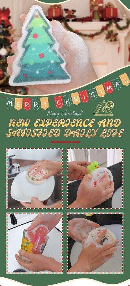 12 PACK Natural Fiber Christmas Decorations Dishwashing Sponge