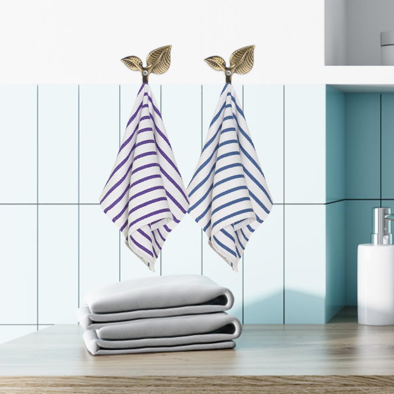Wall Mounted Leaf Hook Rustic Wrought Iron Coat Hooks 4Pack 2.95×2.75×0.94″