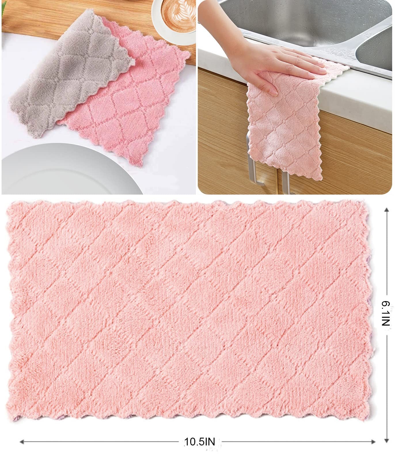 12 Pack Kitchen Towels Quick Dry Washcloths Coral Velvet Dishtowels Multipurpose