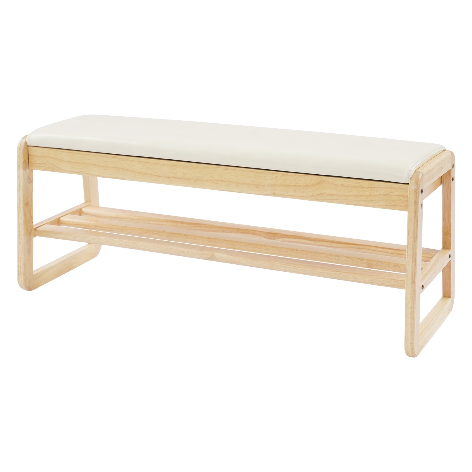 2 Tiers Shoe Rack Bench Entryway Storage Stool w/ Cushion Boots Organizing Chair