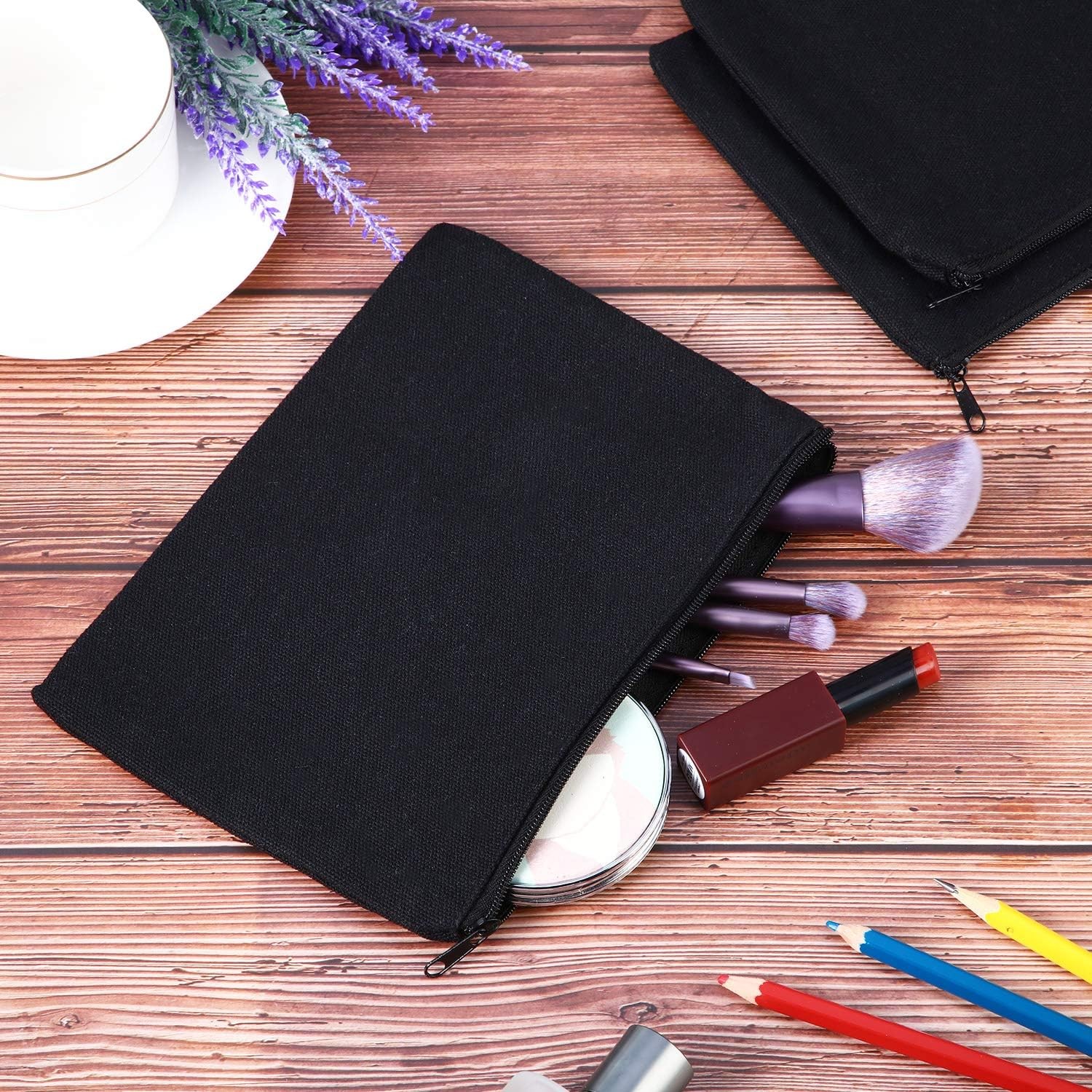Blank Canvas Pouch Zipper Cosmetic Bag Bulk Plain Makeup Pouch