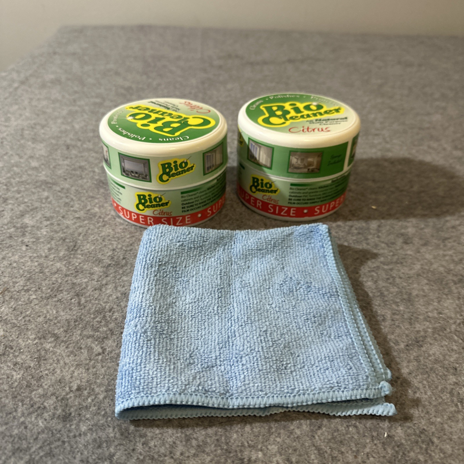 Bio Cleaner Set of (2) 17.5oz Cleaning Clays with Sponges 1 Citrus 1 Cloth