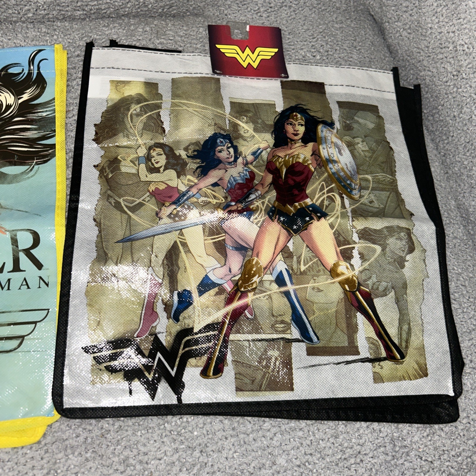 DC Comics Wonder Woman Superhero Reusable Eco Yellow Gift/Shopping Bag x2