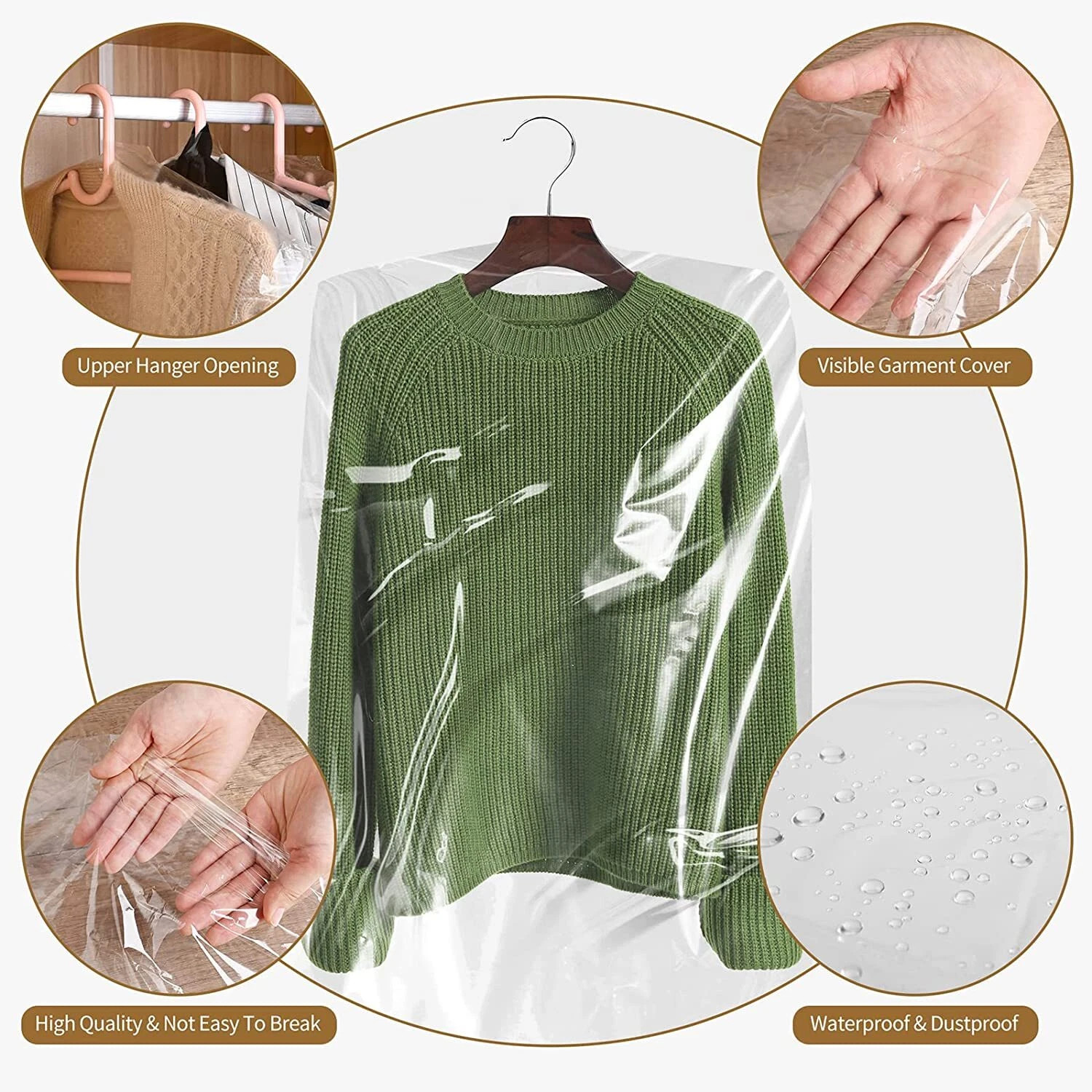 10× Clear Hanging Dust-proof Clothes Bag Suit Dress Coat Garment Storage Cover