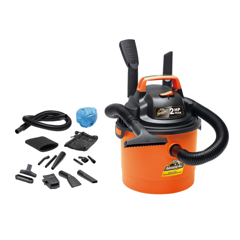 Armor All 2.5 Gal 2 Peak HP Wet Dry Shop Vacuum, Portable Auto Car Detail Vacuum