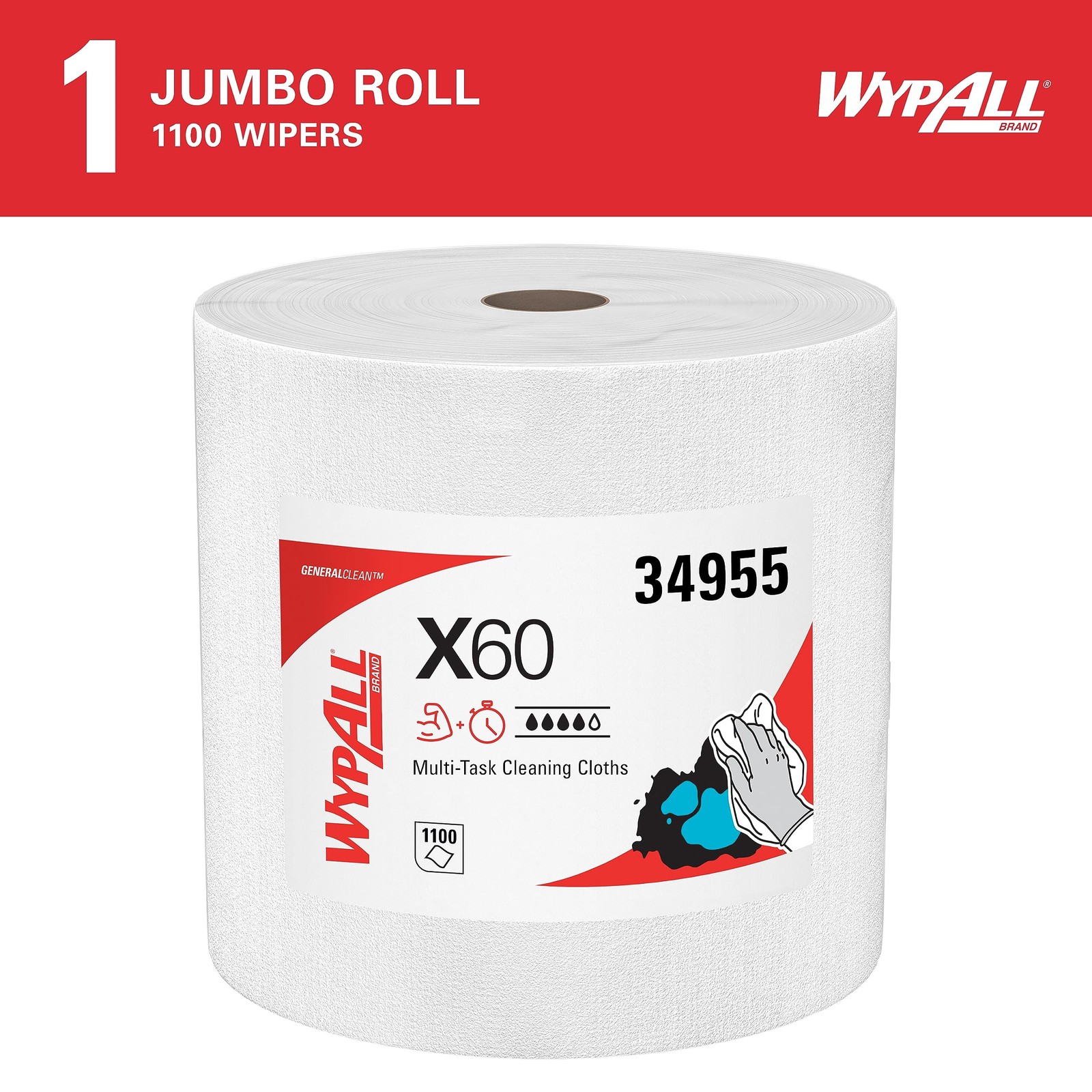 Wypall General Clean X60 Jumbo Roll Paper Towels 1100 Sheets Multi Task Cloths