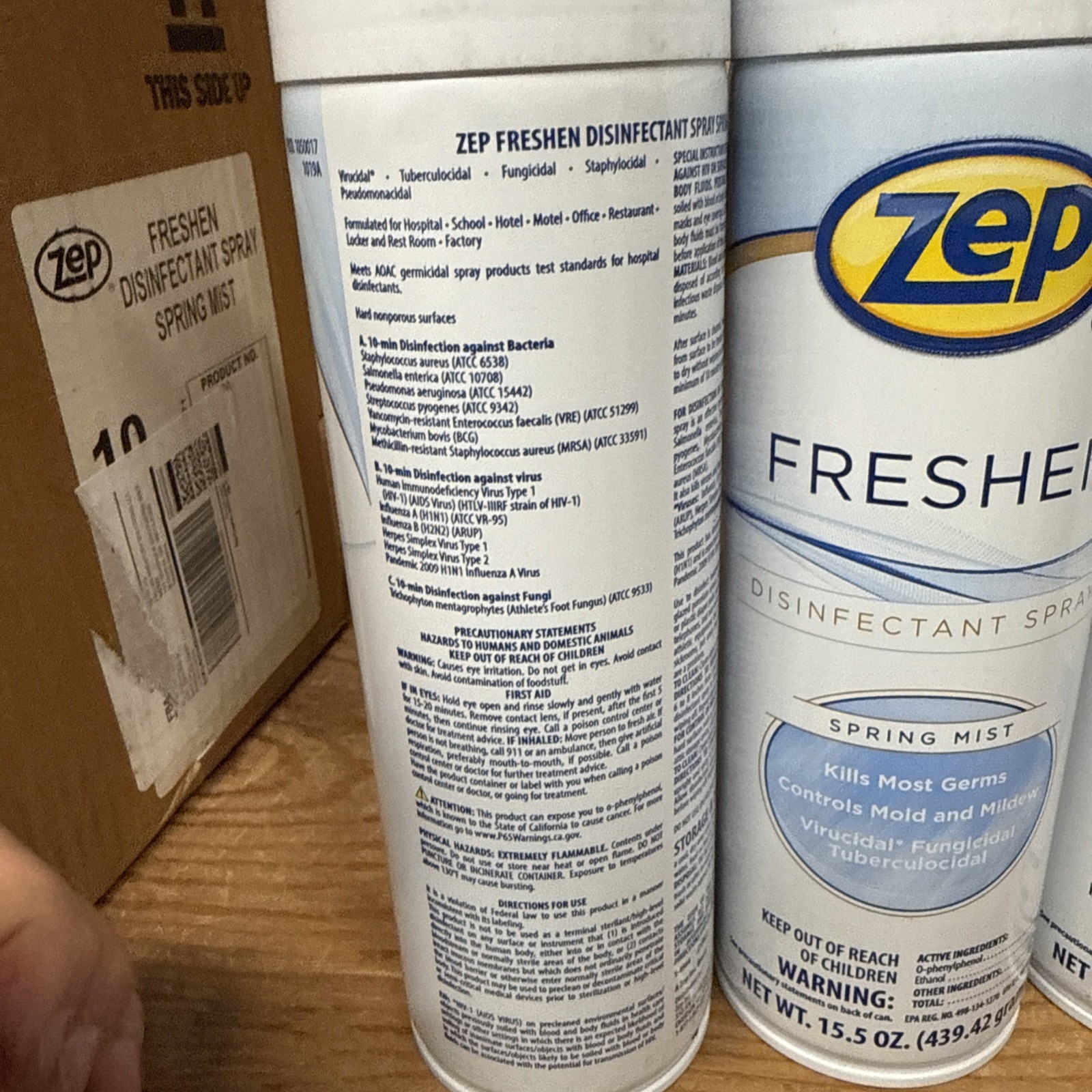 Lot of (3) ZEP Freshen Disinfectant Spray 15.5 oz Aerosol Cans – Spring Mist