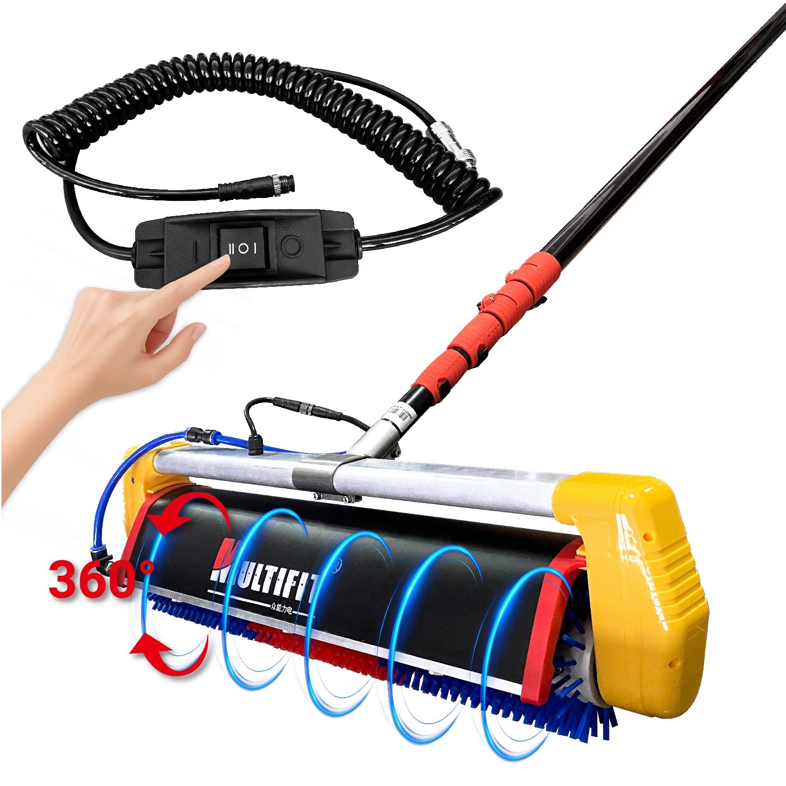 Solar Panel Cleaner 24ft Water Fed Rod 420rpm Forward/Reverse Roller Brush