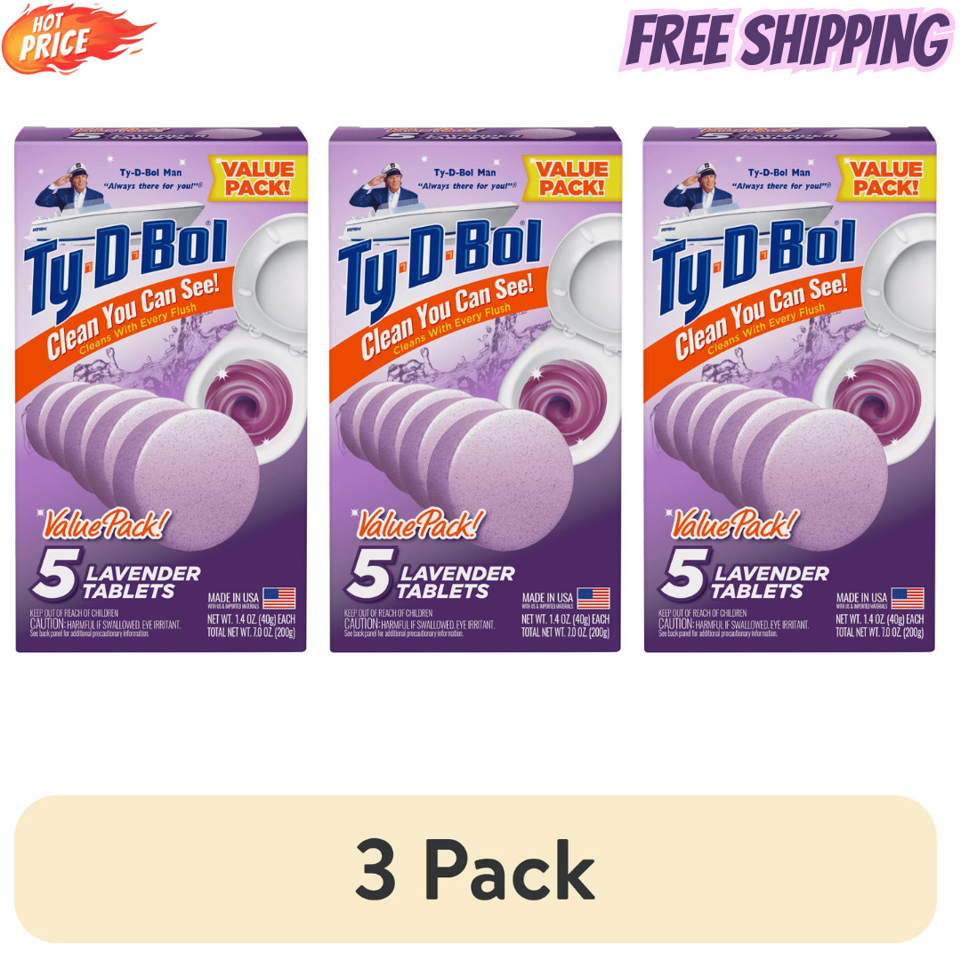 Ty-D-Bol Toilet Cleaner Lavender Toilet Bowl Cleaner Tablets Bleach Free -3 Pack