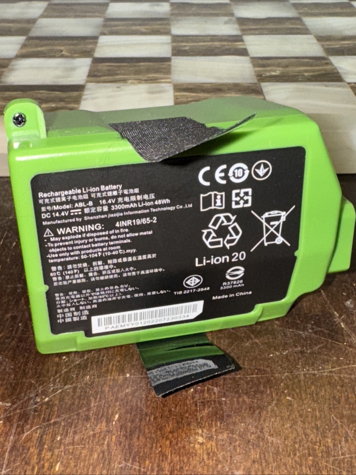 ABL B 4INR19 65 Replacement Sweeper Rechargeable Li ion Battery for iRobot