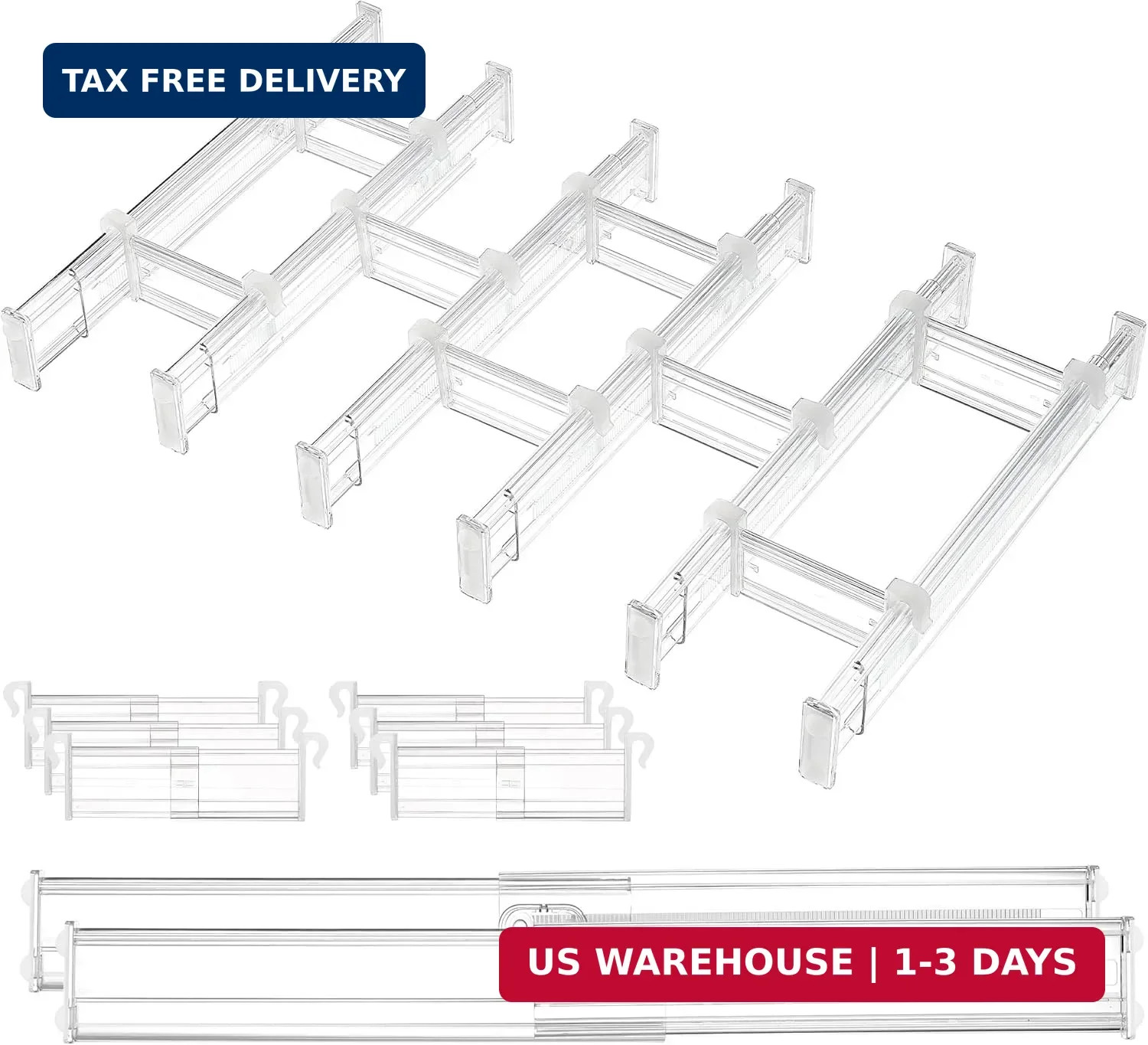 2.36″ Drawer Dividers with Expandable Inserts, 12.8″-22.3″ Adjustable K
