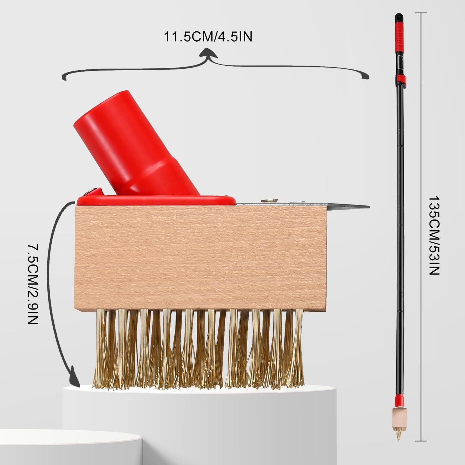 Moss Removal Brush with Long Handle, Deck Crack Cleaner & Weed Remover Tool