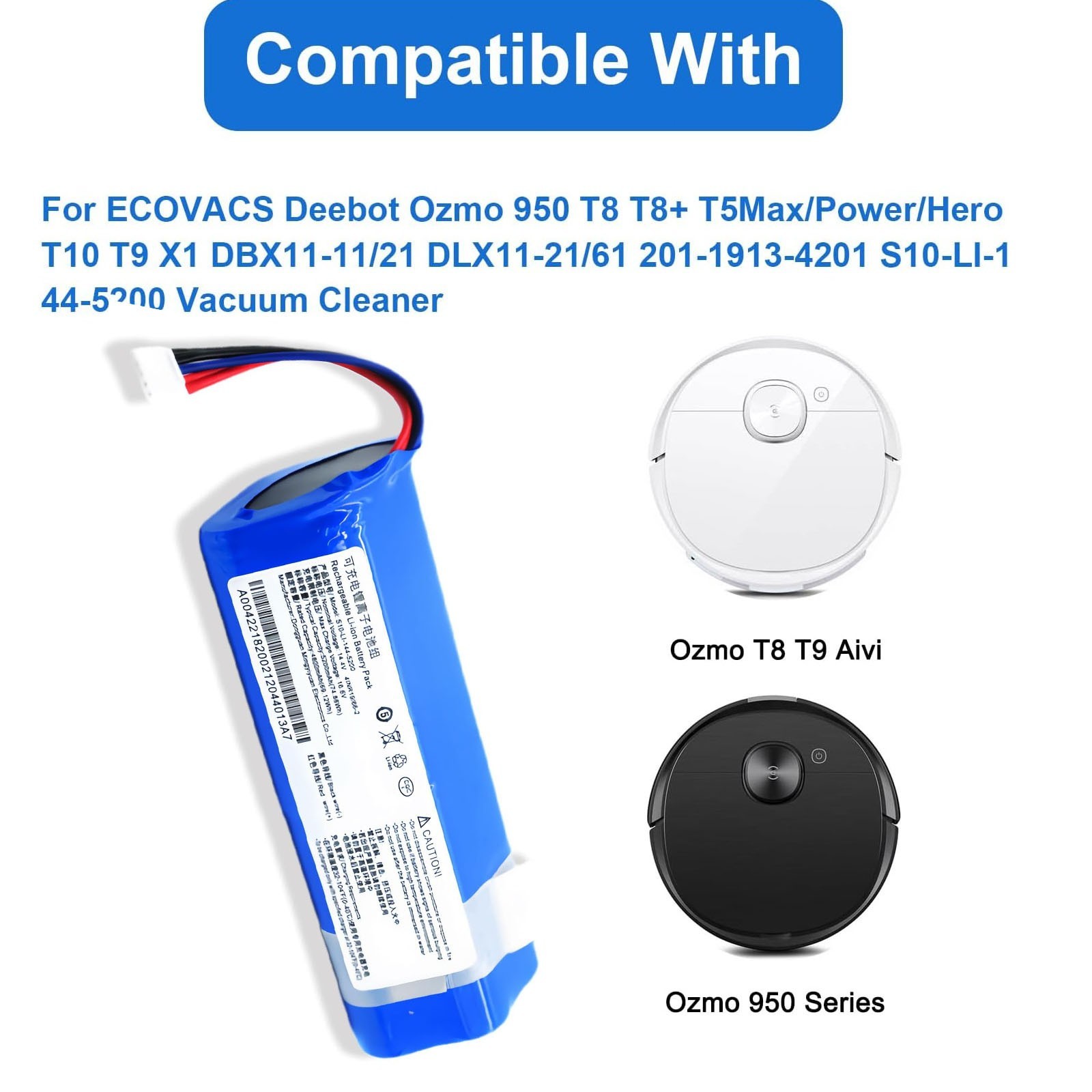 New S10-LI-144-5200 Battery for Ecovacs Deebot OZMO T8, T8AIVI+,N8, N8 Pro Robot