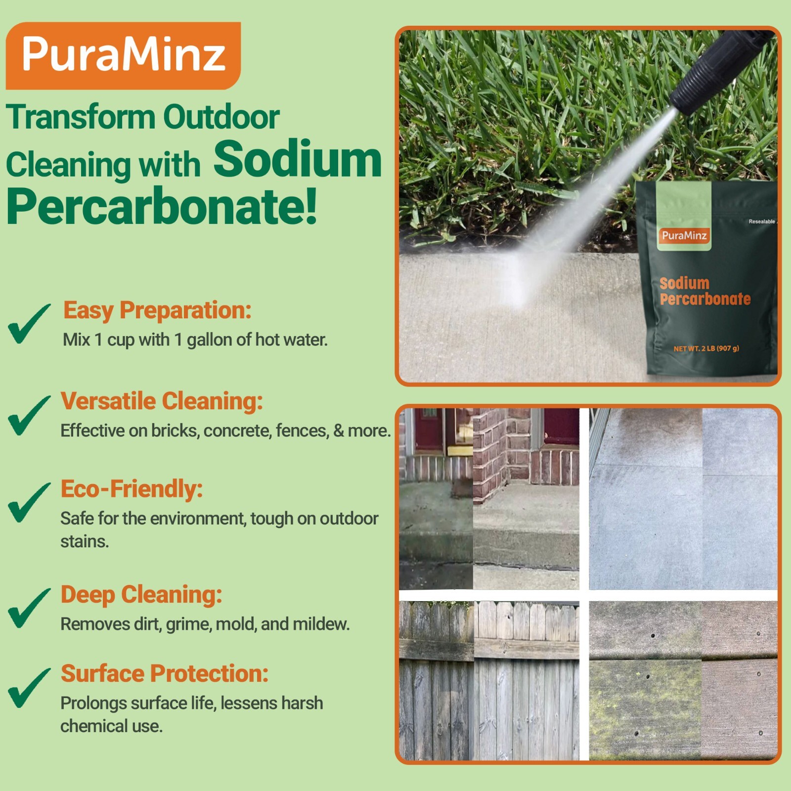 Sodium Percarbonate – 2 lbs- Multi-Purpose Cleaner, Color Safe Oxygen Bleach