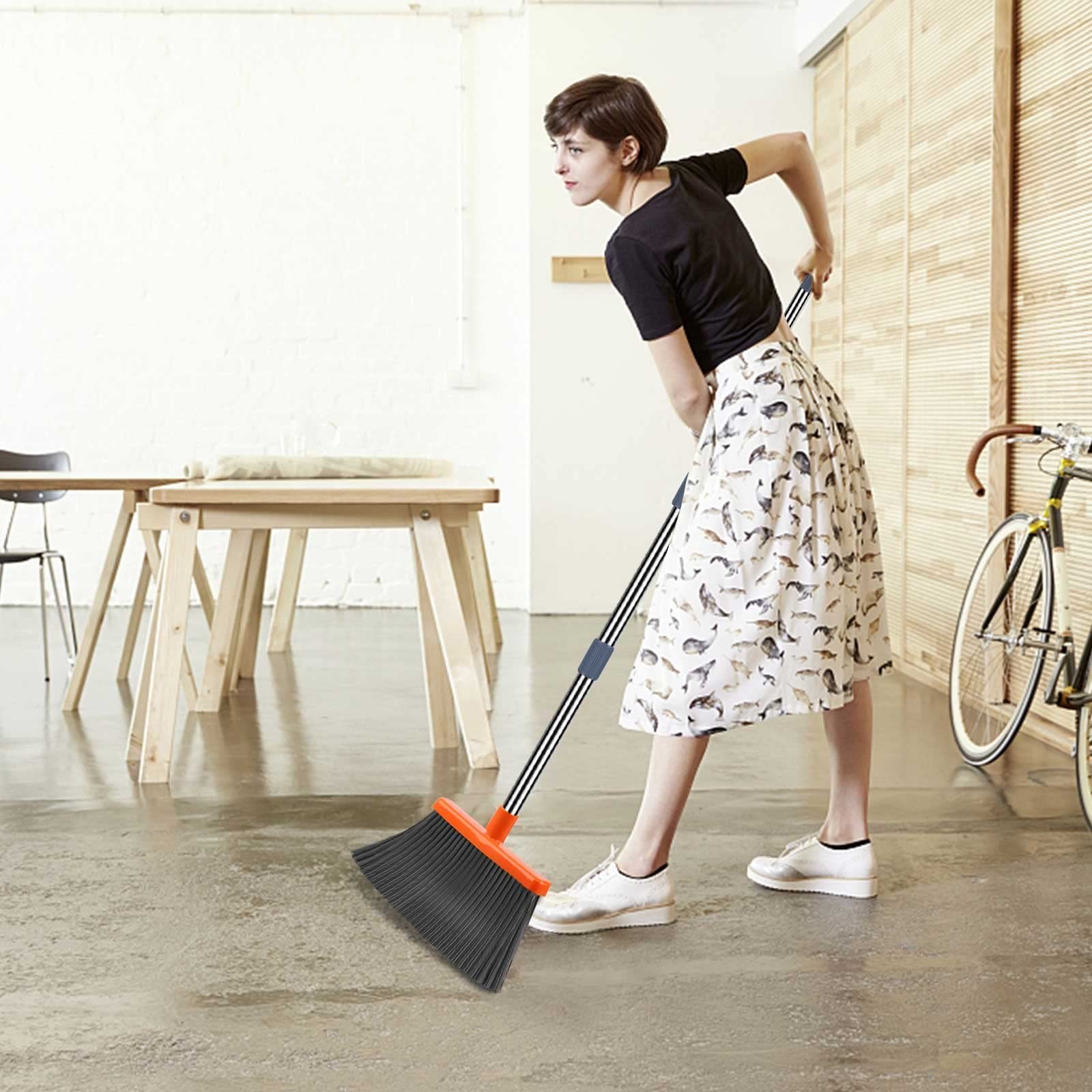 Self-Cleaning Broom & Dustpan Set with Teeth, Indoor/Outdoor Pet Hair Sweeper