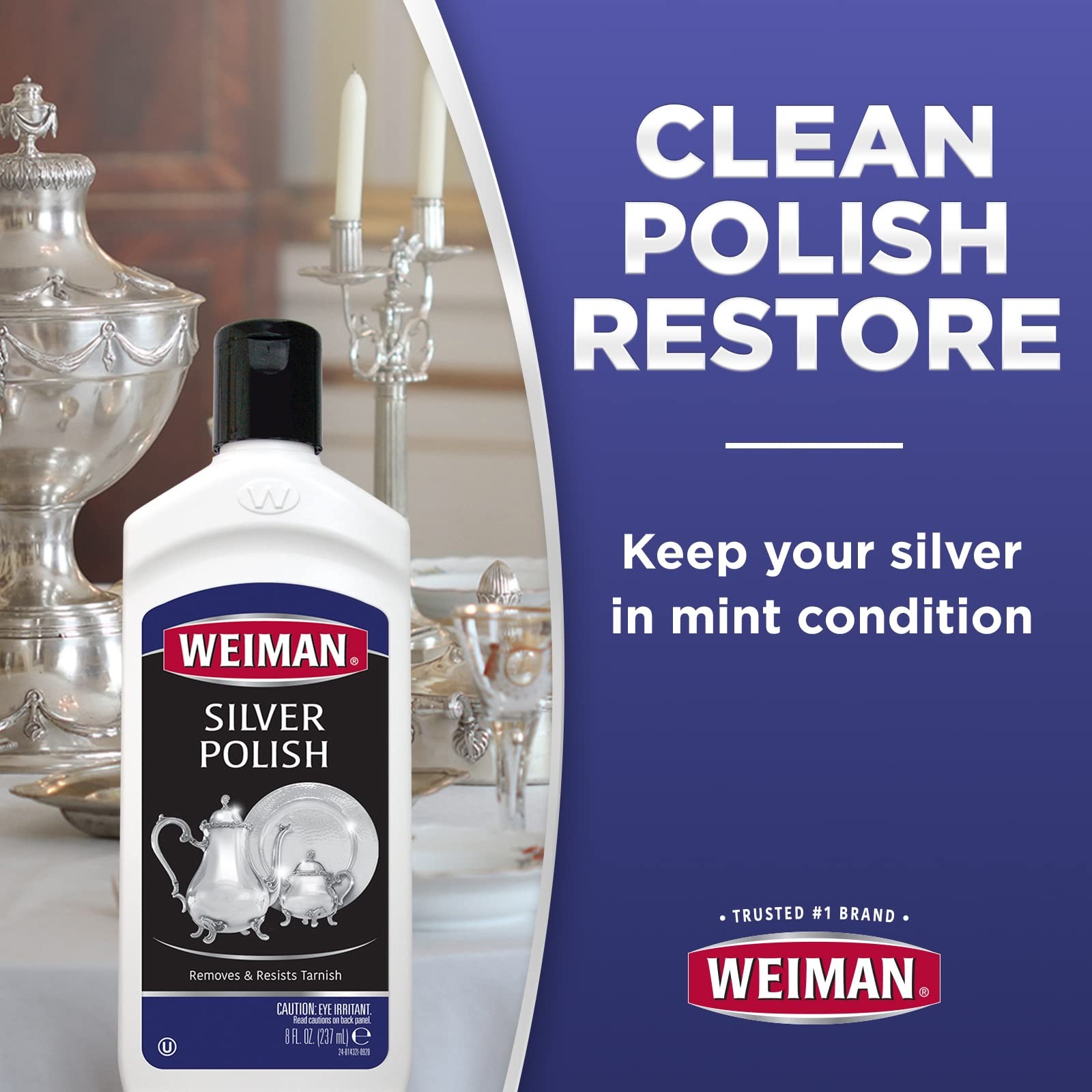 Weiman Silver Cream Cleaner 8 Fl Oz & Cloth, 8 Ounce with Polishing Cloth