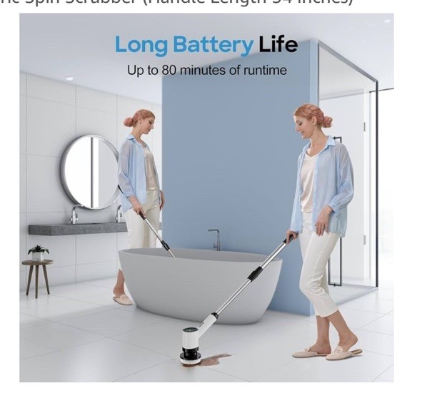 Electric Spin Scrubber for Cleaning Bathroom Cordless Cleaning Brush Power Sc…