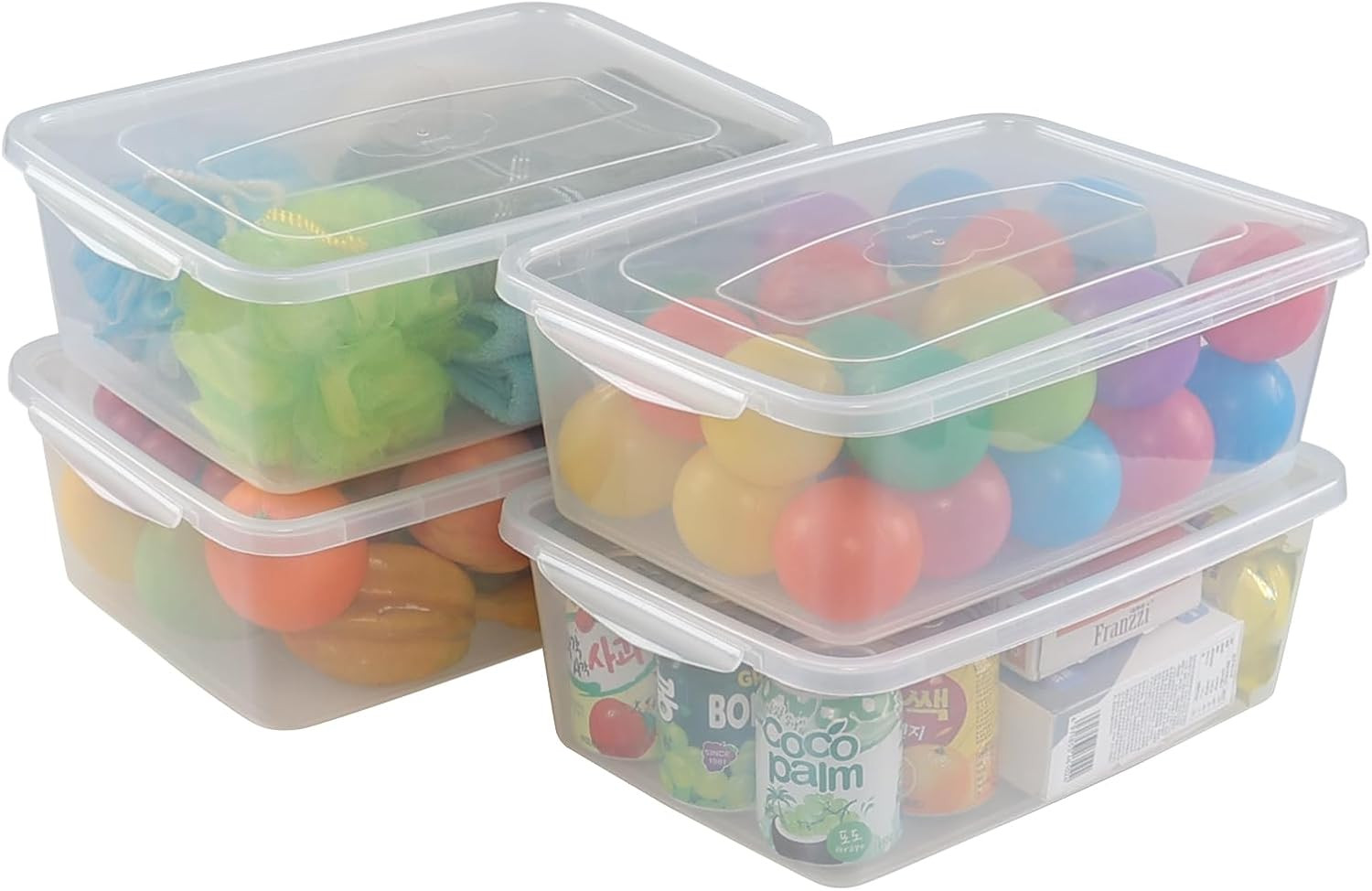 4-Pack Clear Latch Storage Boxes, 14 Quart, BPA-Free, Ideal for Shoes & Crafts