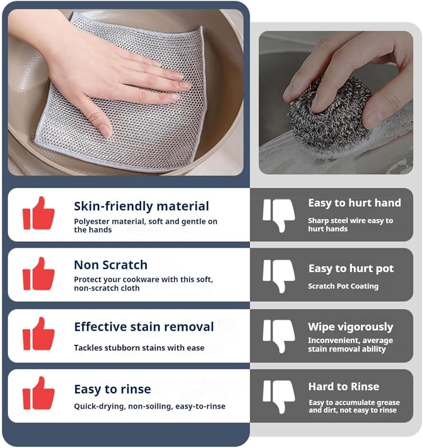 10pc Non-Scratch Wire Dish Cloth Multipurpose Single Layer Mesh Scrubber Rags