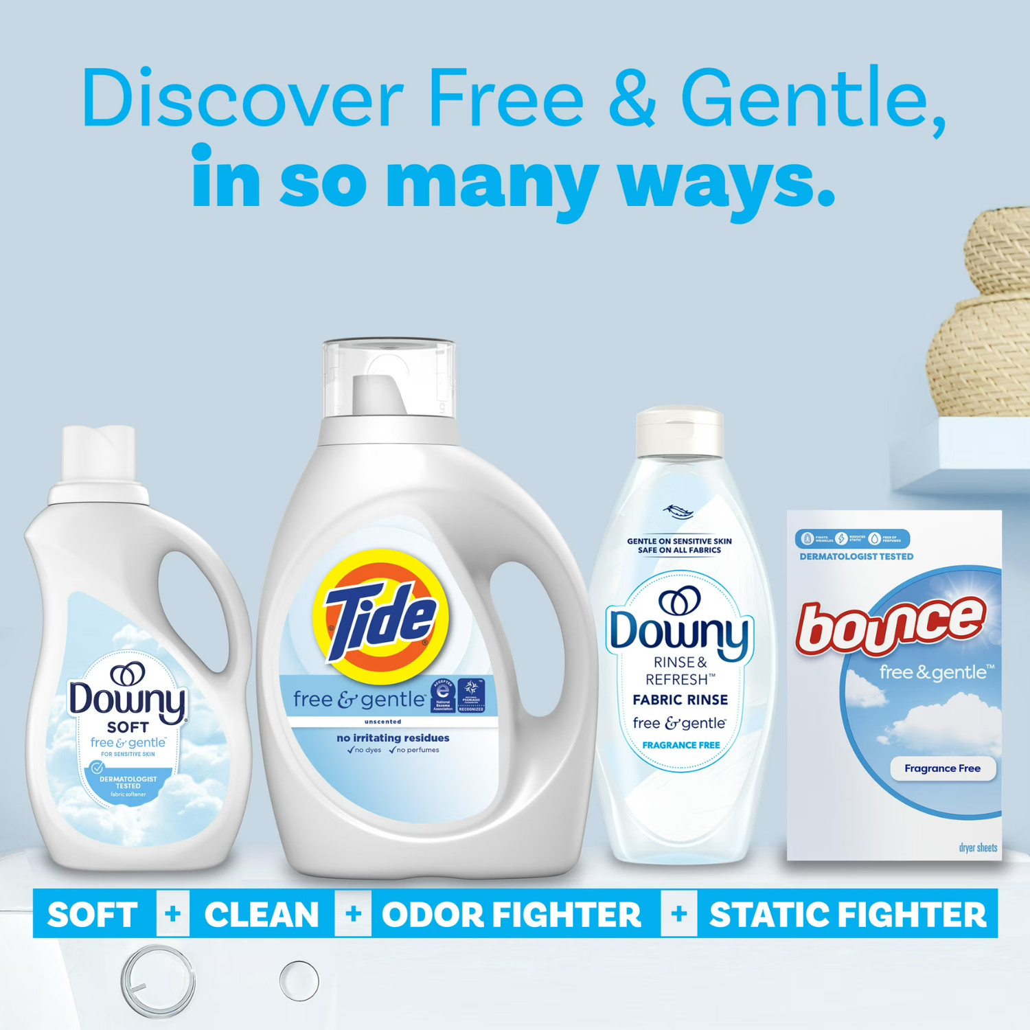 Tide Free Gentle Laundry Detergent Liquid 132oz 100 Loads Unscented, 2 Pack