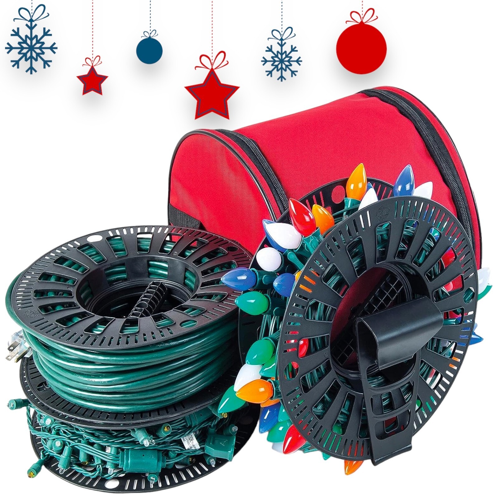 Santa’s Bags Christmas Install N Store Light Extension Cord Storage Reels Holder